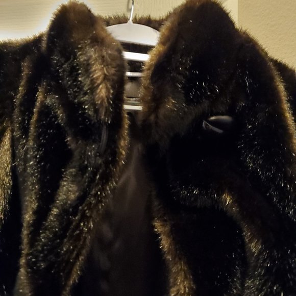 UNISEX Elegant French Designer Tissavel Brown Faux Fur Mink Coat! - Picture 8 of 11